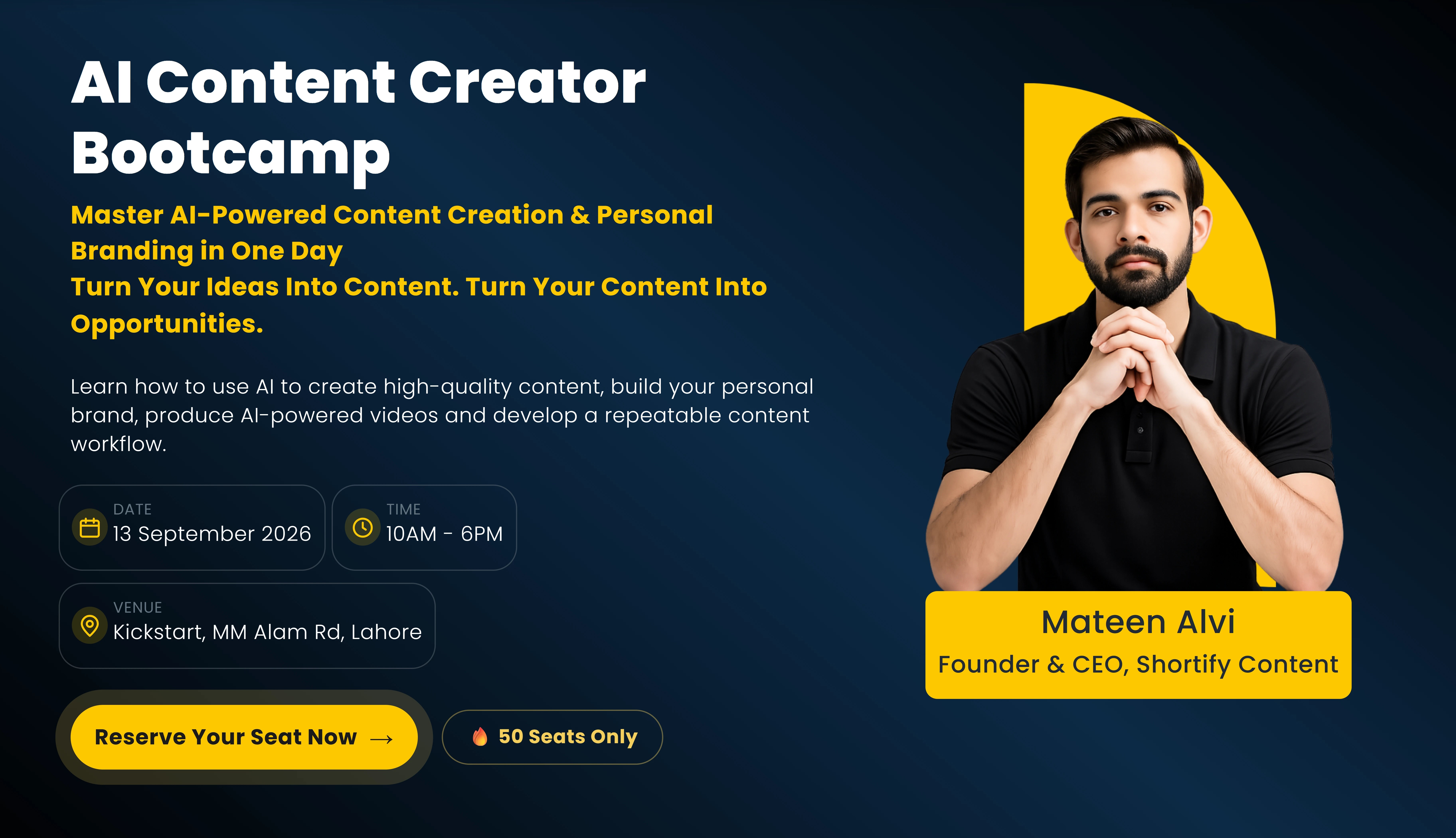 Event page with date, venue and seat reservation