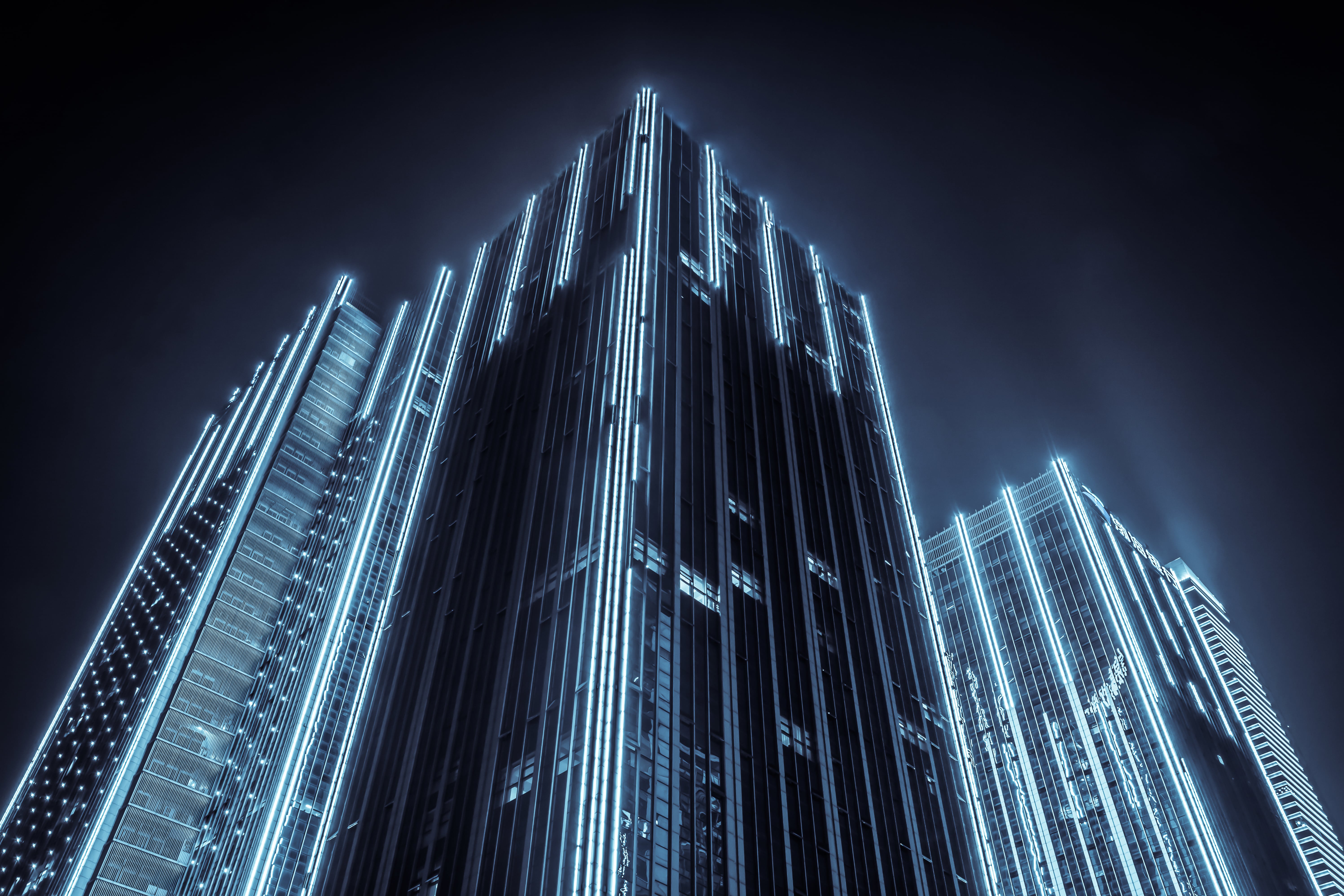 Illuminated building at night