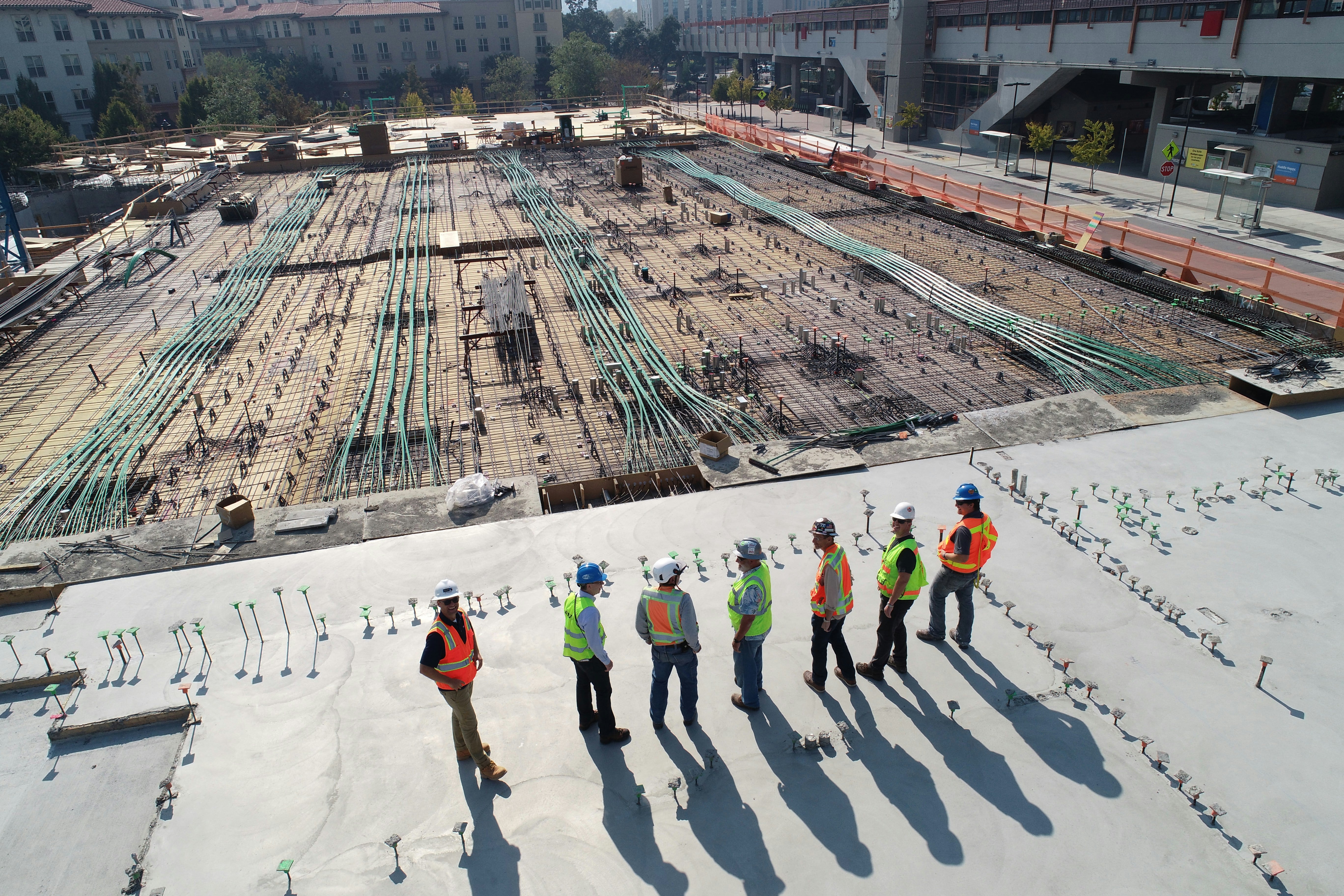 Safety crew inspecting a construction site