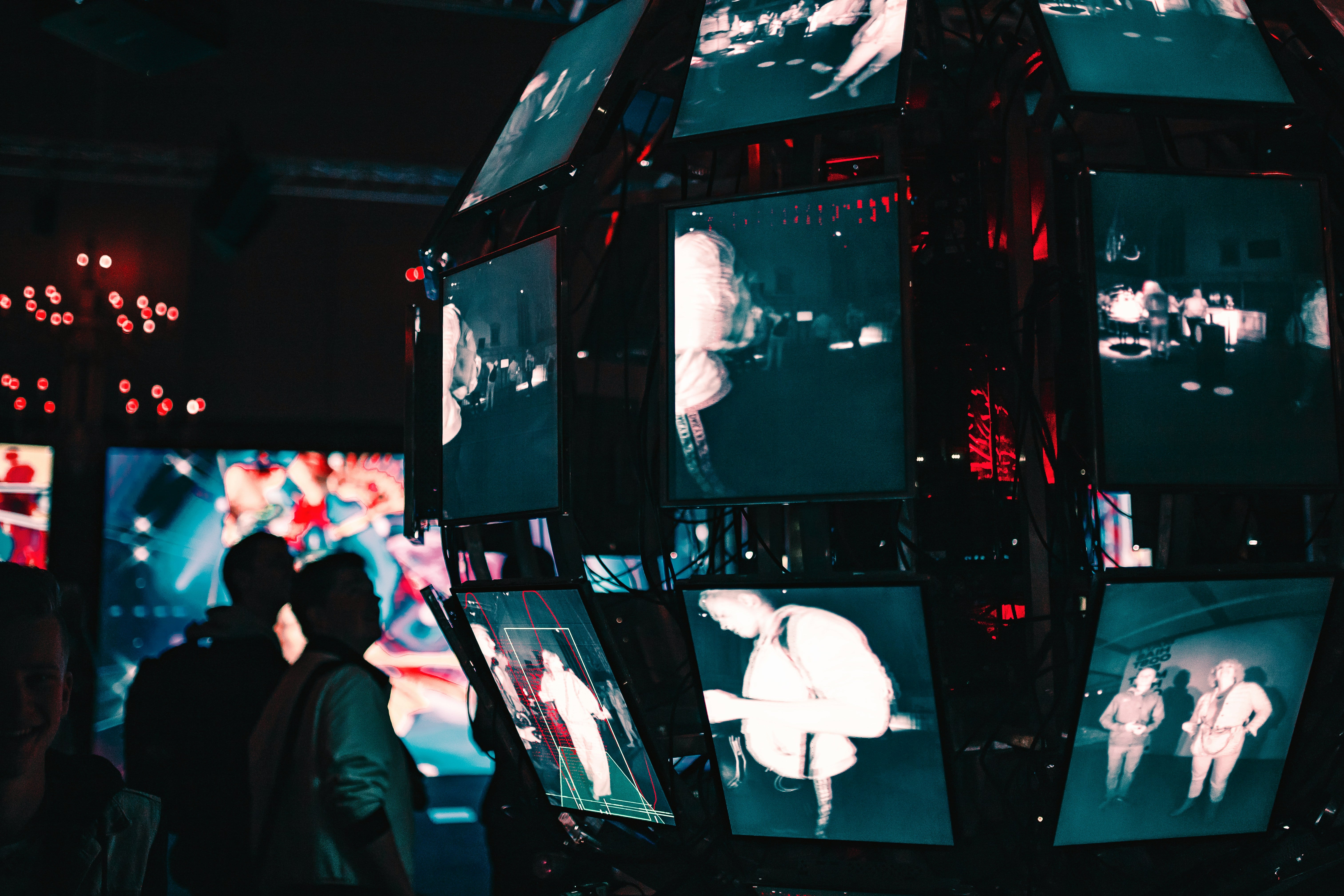 Multi-screen installation with event attendees